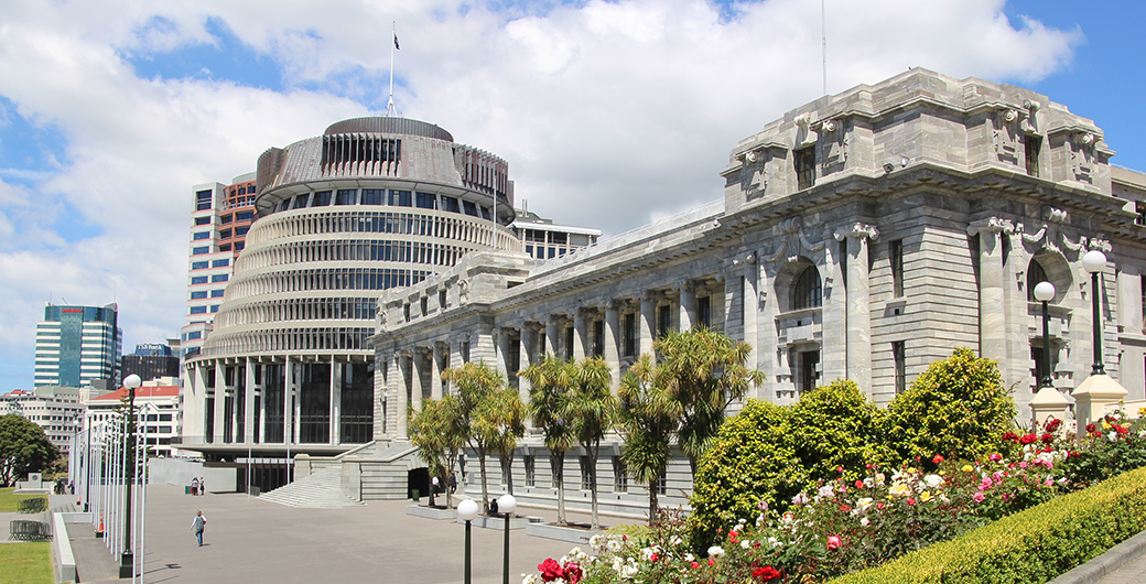 Image of parliament in Wellington, New Zealand