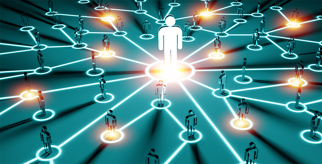 Leader connecting a group of people 3D rendering