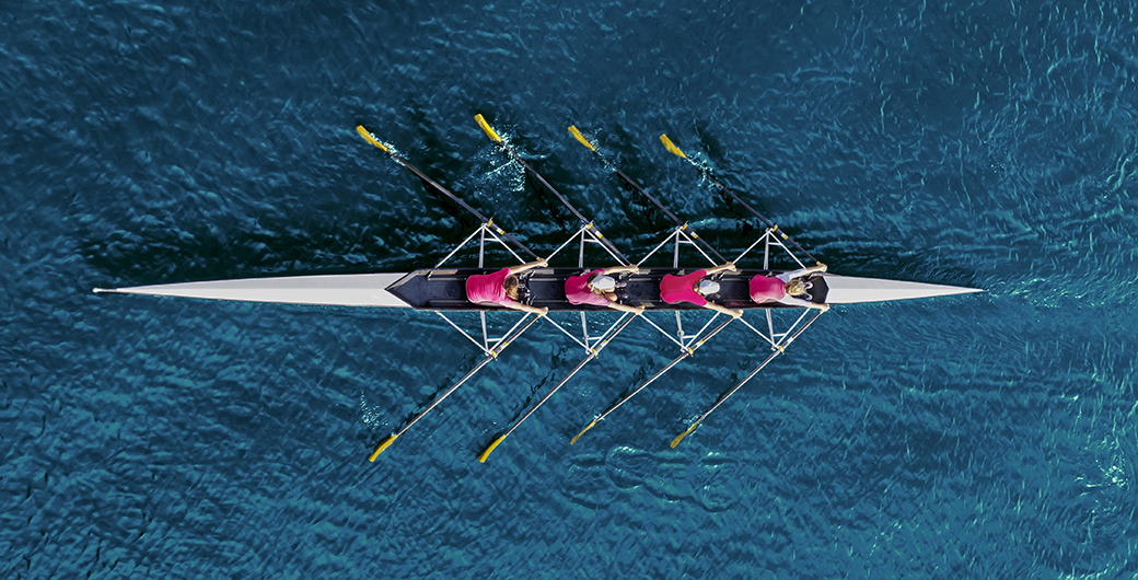 People on rowing boat